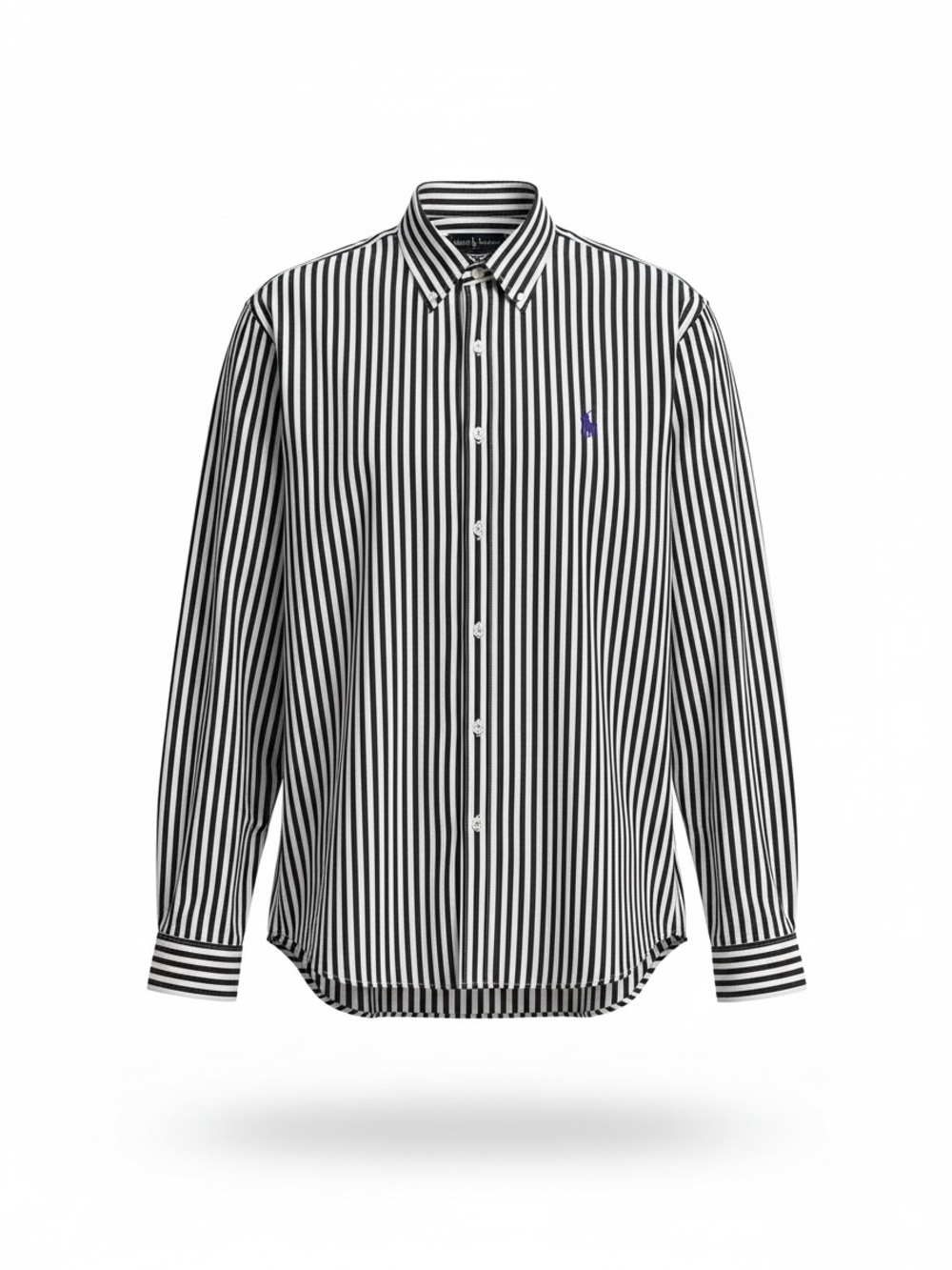Ralph Lauren Black and White Vertical Stripe Button-Up Shirt